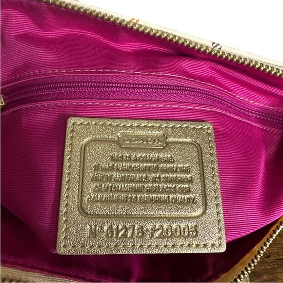 COACH Gold Plaid Peyton Tattersall File Coated Canvas Crossbody - Picture 9 of 13